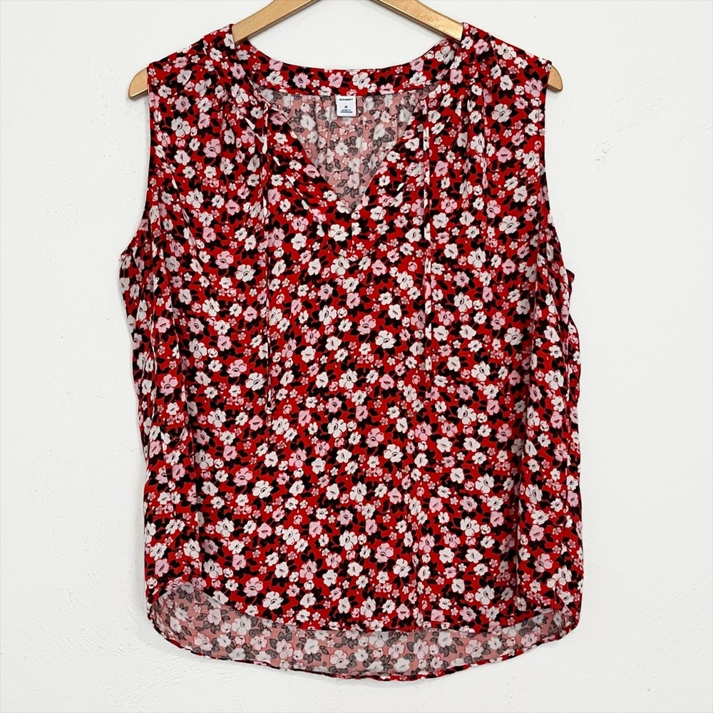 Old Navy Floral Sleeveless Top, Red/Black/White